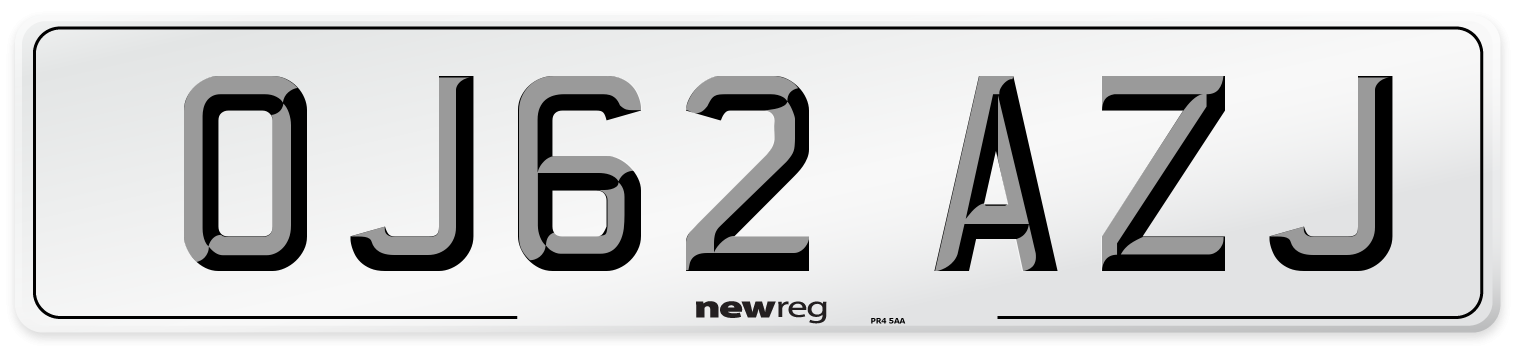OJ62 AZJ Number Plate from New Reg